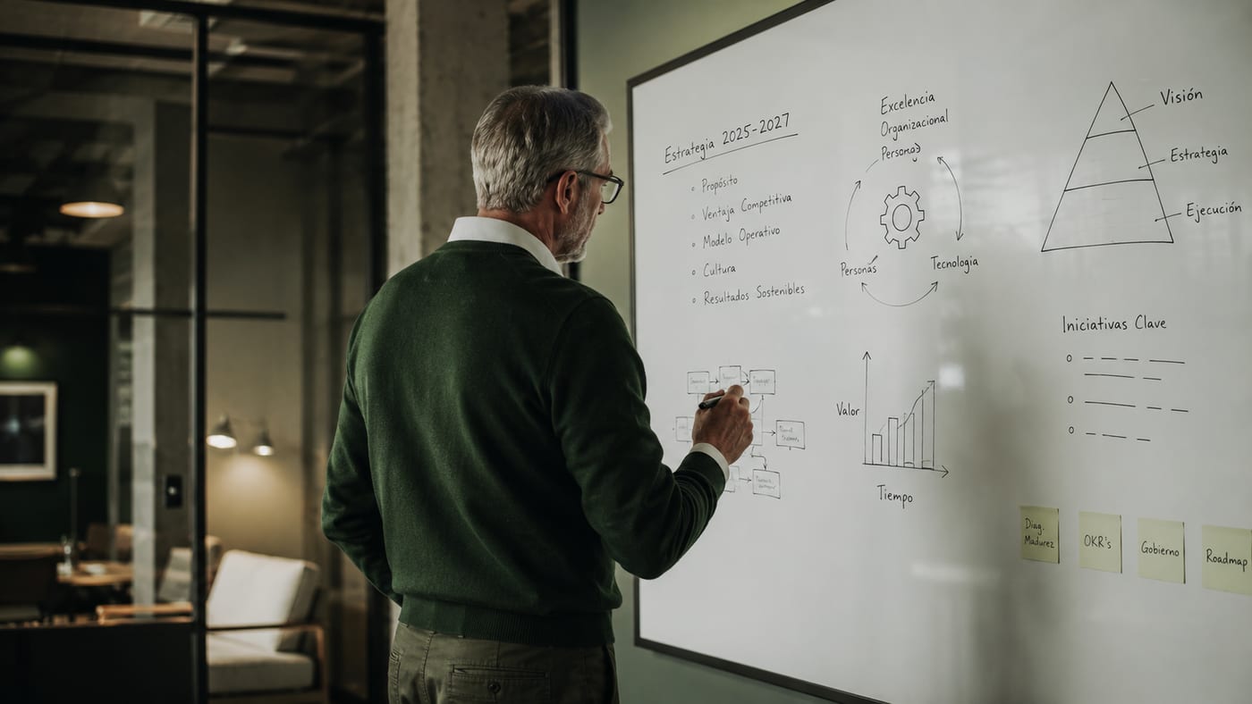 Consultor trabajando en estrategia organizacional
