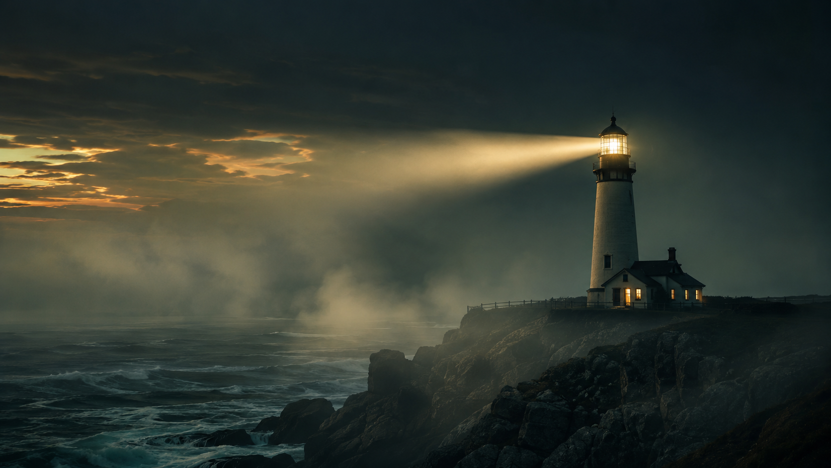 Faro sobre el mar — símbolo de propósito y dirección